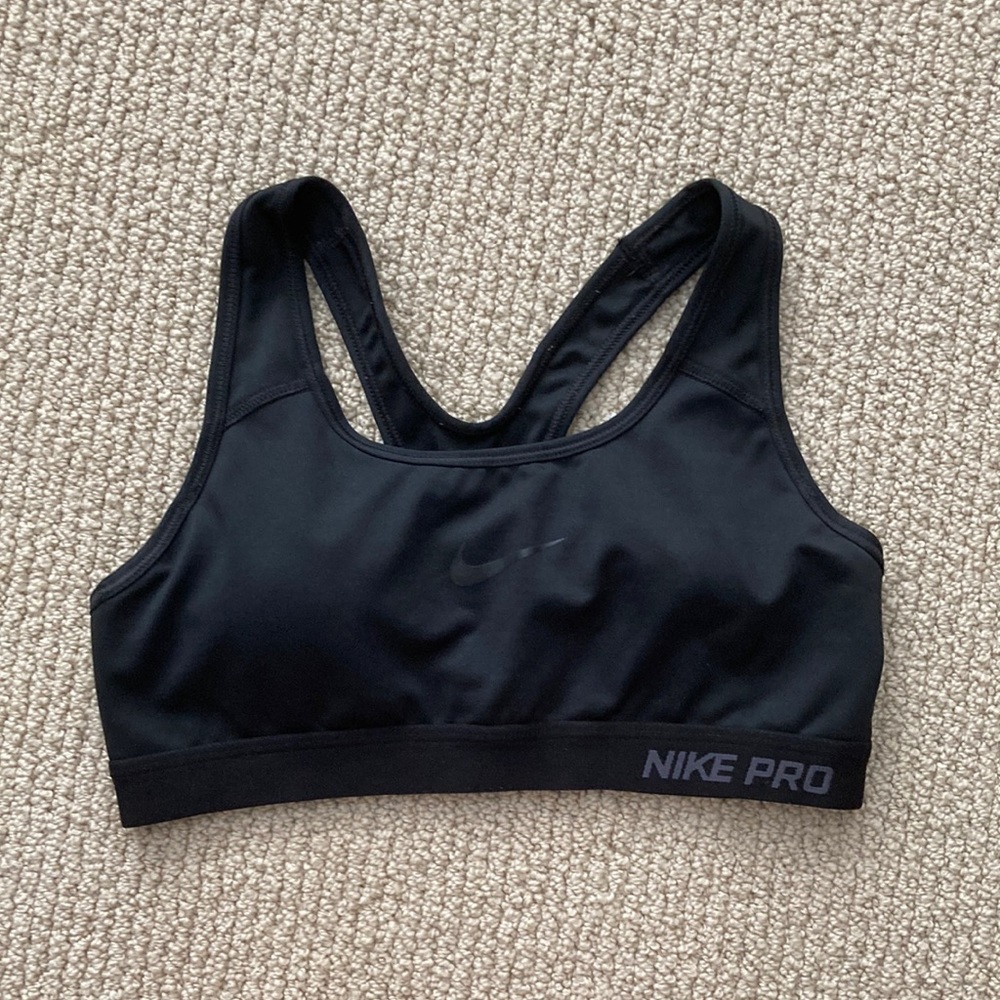 Nike Pro Dri-FIT Swoosh Medium Support Padded Sports Bra Black Small Like New